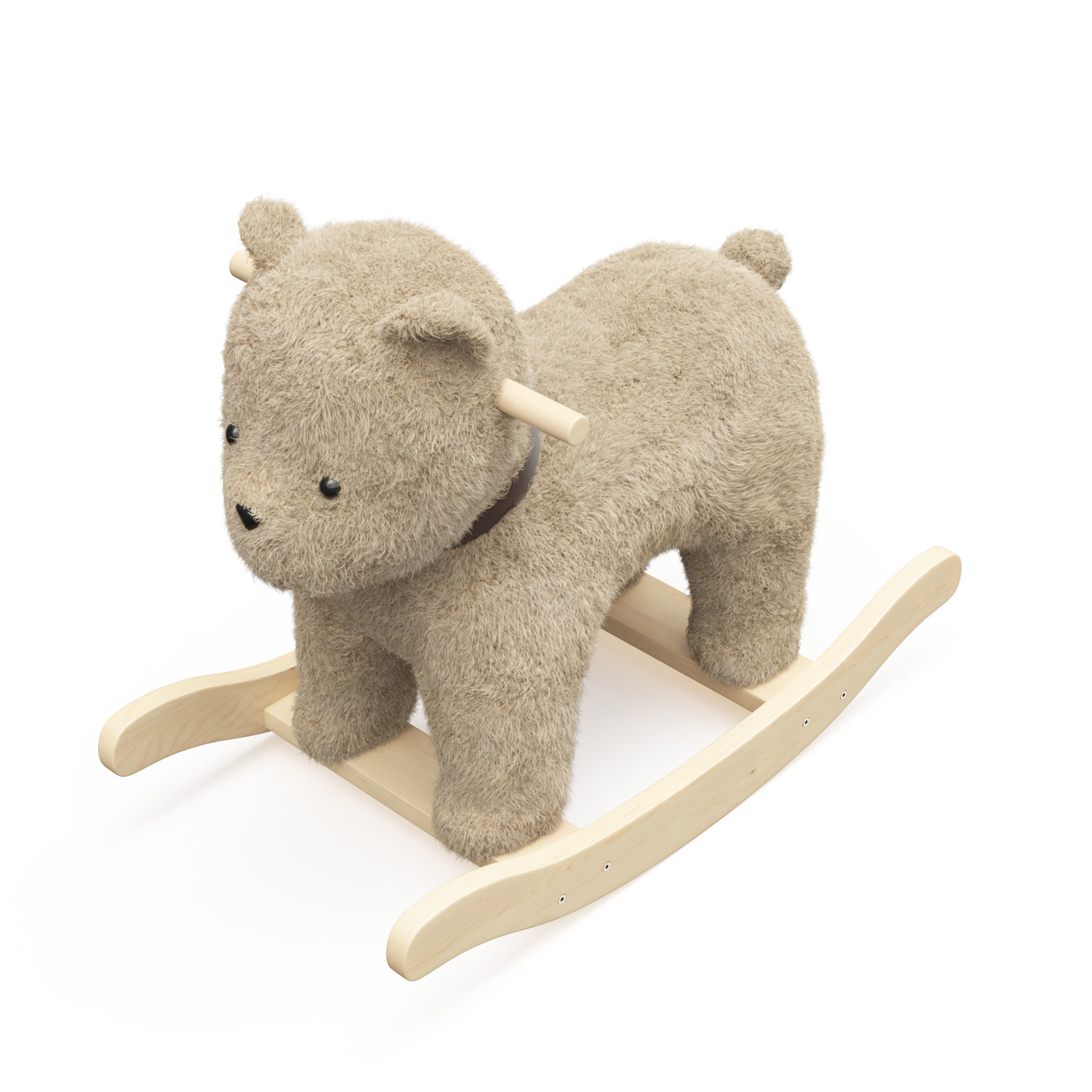Bear Plush Rocker Low-poly 3D model_4