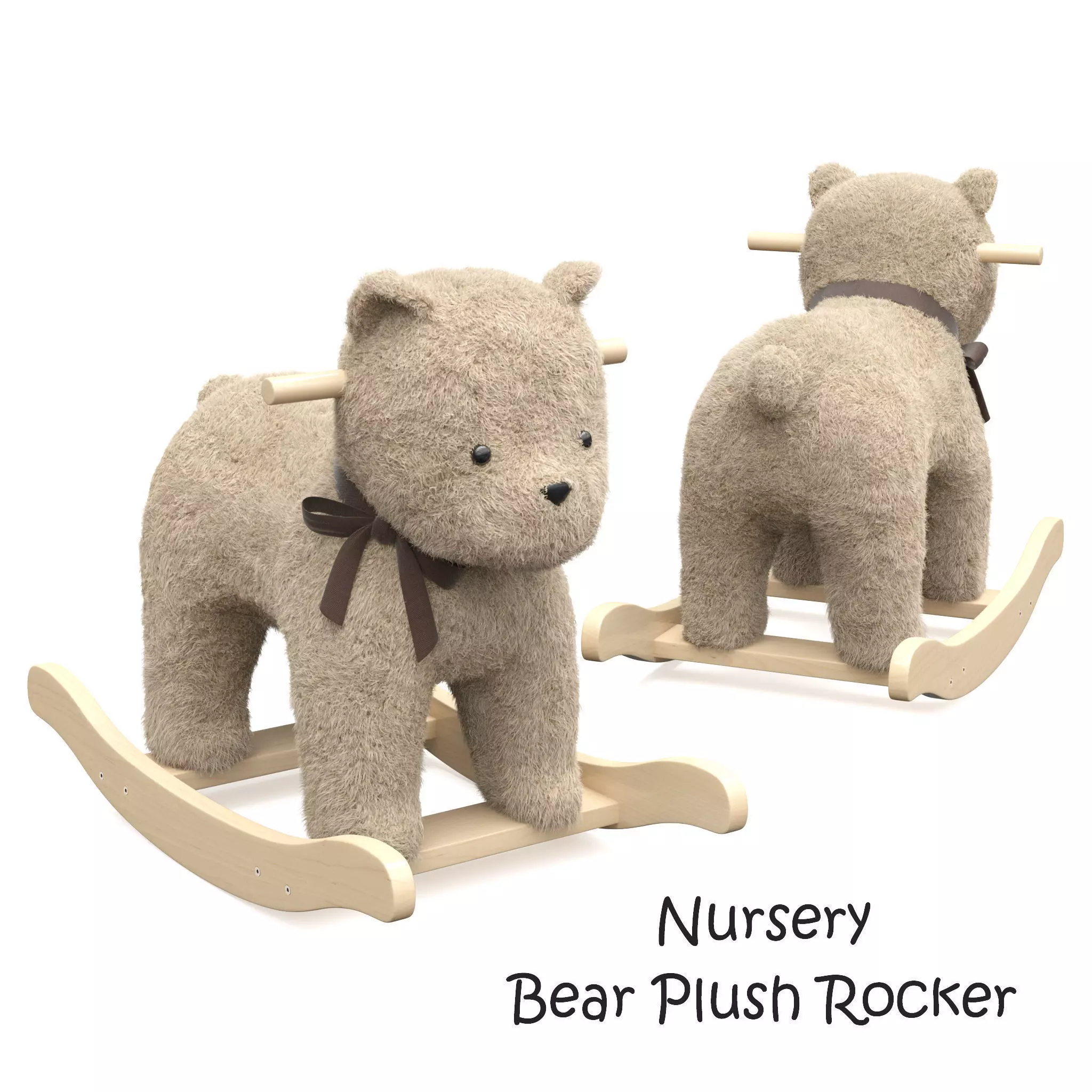 Bear Plush Rocker Low-poly 3D model_0