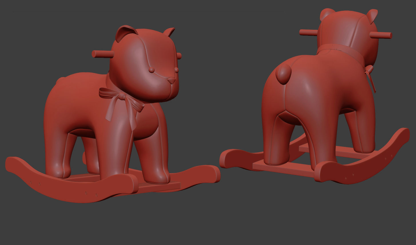 Bear Plush Rocker Low-poly 3D model_6