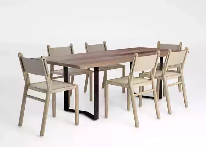Jardan Brooklyn chair and River Table 3D model