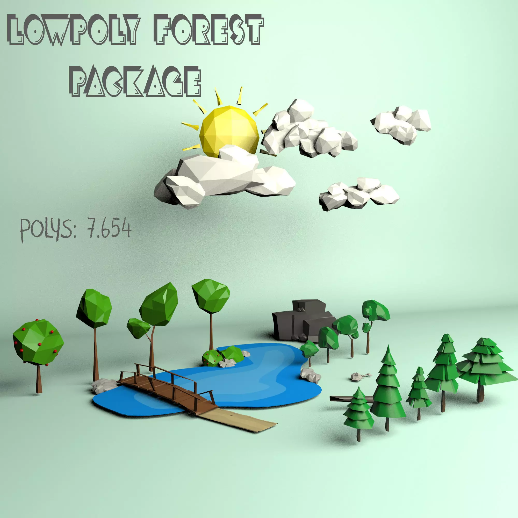 Low Poly Forest package Low-poly 3D model