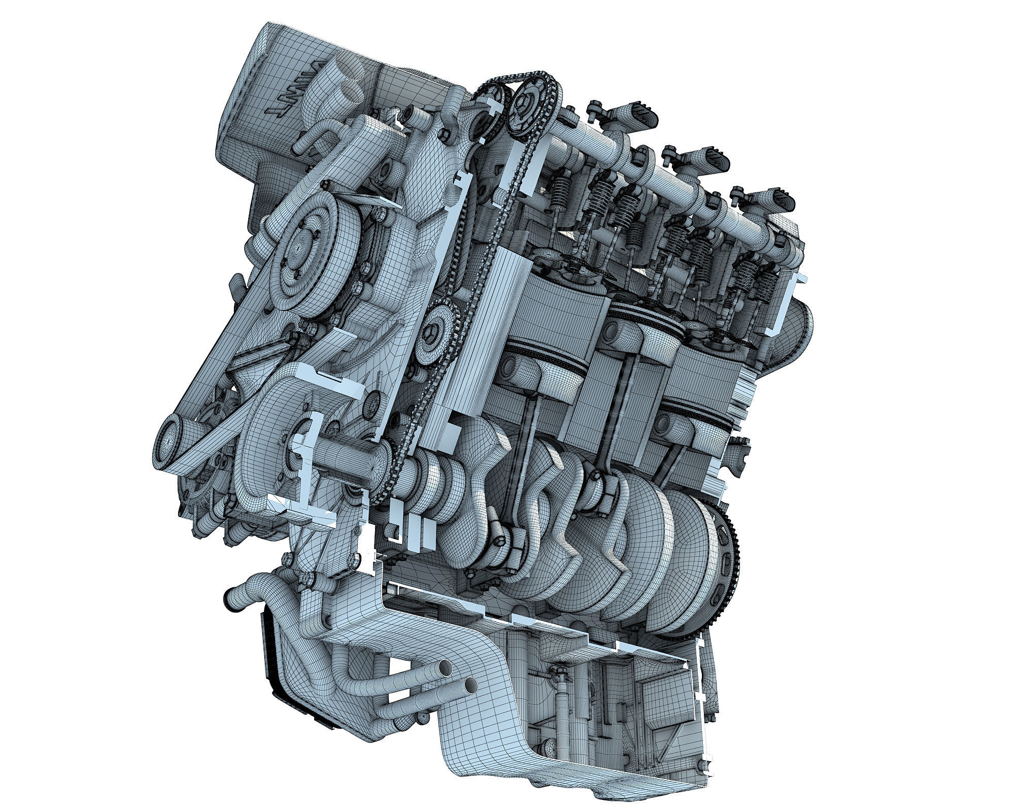 Animated Sectioned V6 Engine 3D model_22