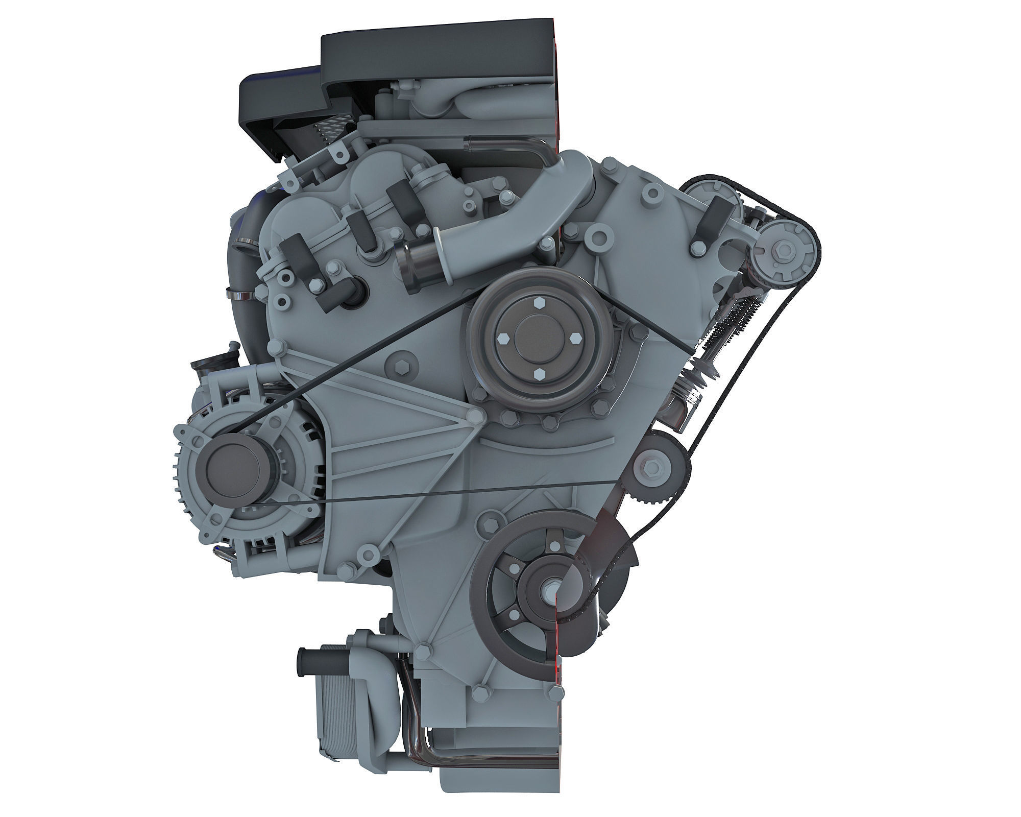 Animated Sectioned V6 Engine 3D model_15