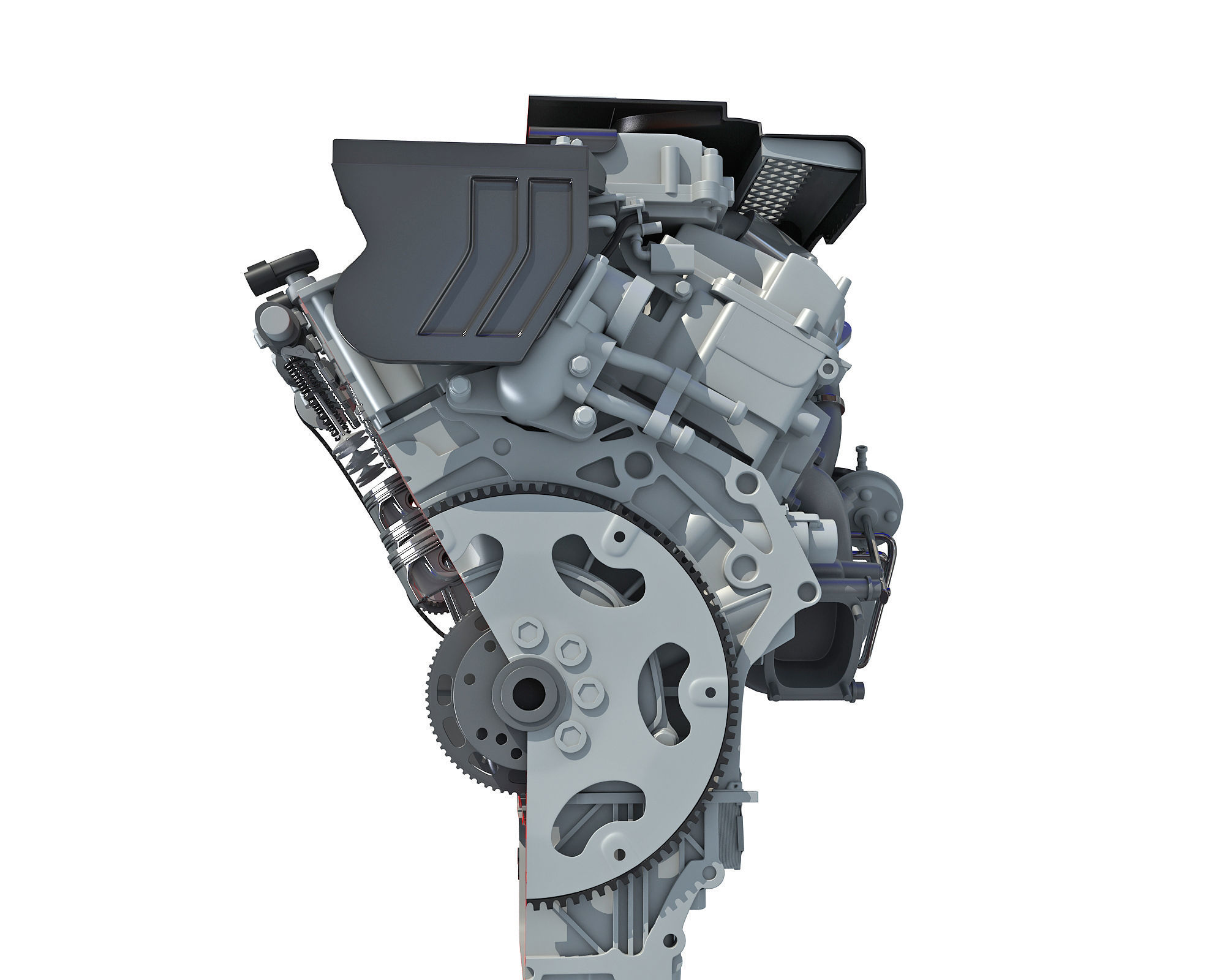 Animated Sectioned V6 Engine 3D model_16