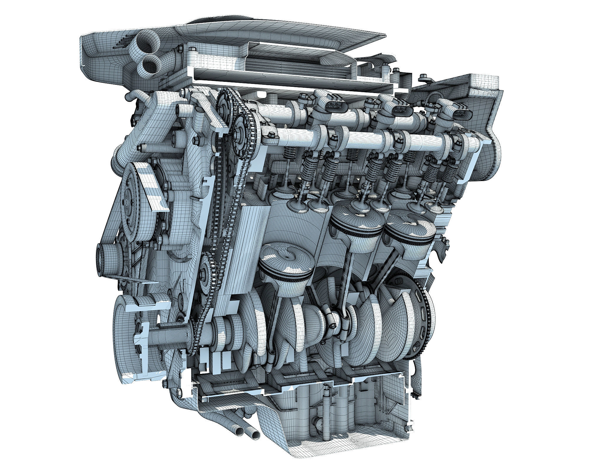 Animated Sectioned V6 Engine 3D model_25