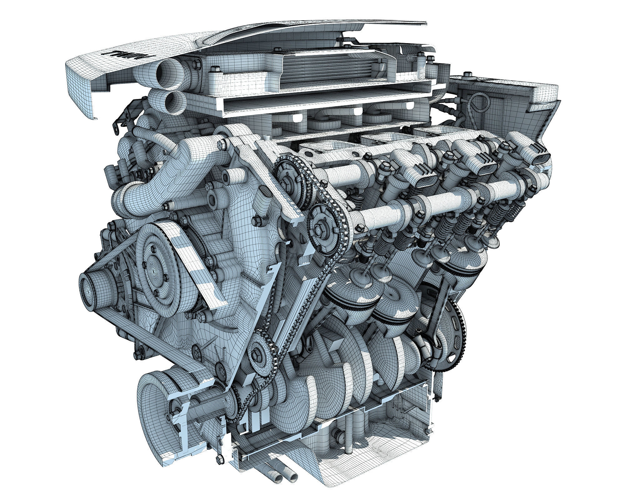Animated Sectioned V6 Engine 3D model_26