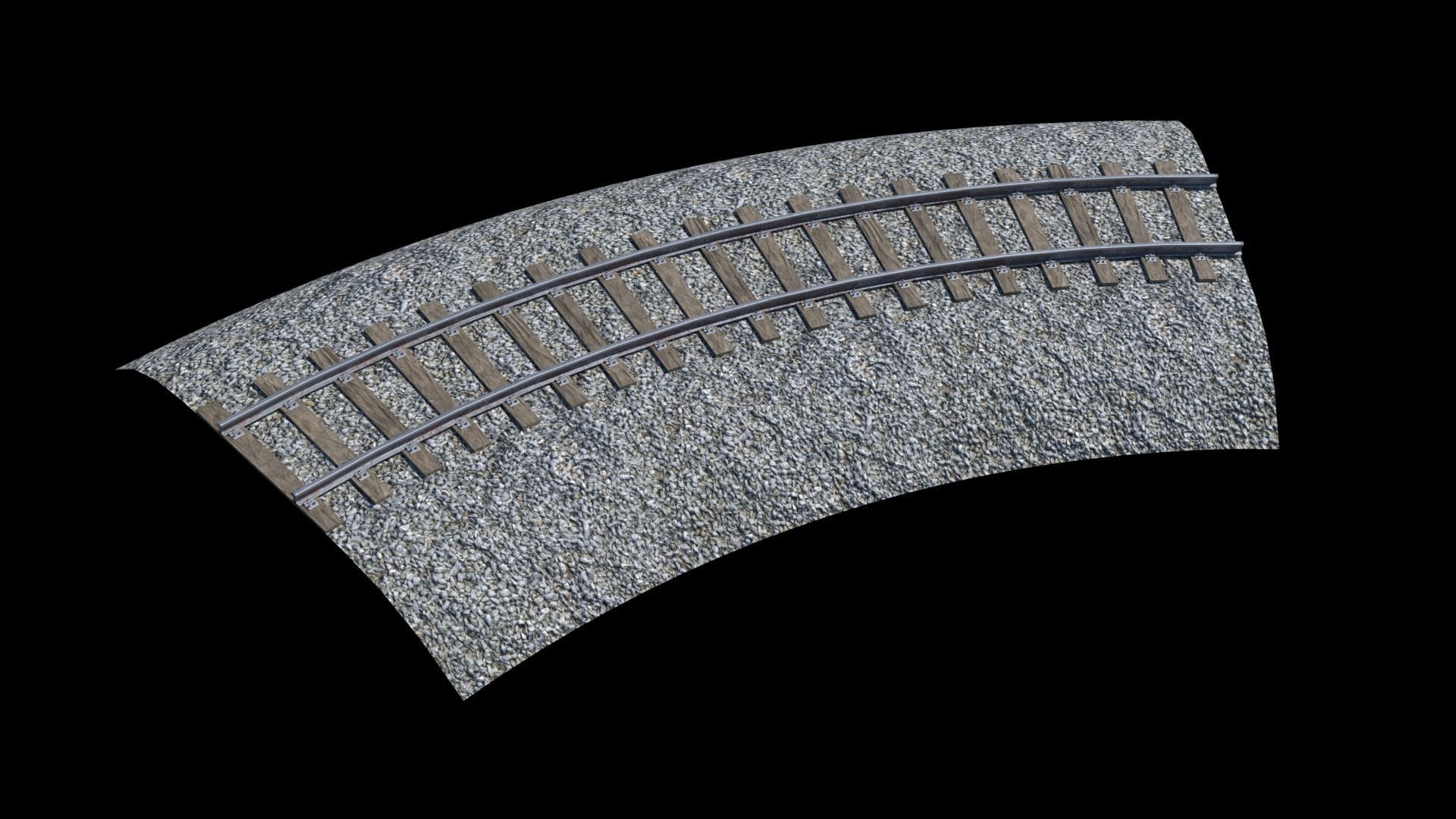 Railroad Tracks Low-poly 3D model_5