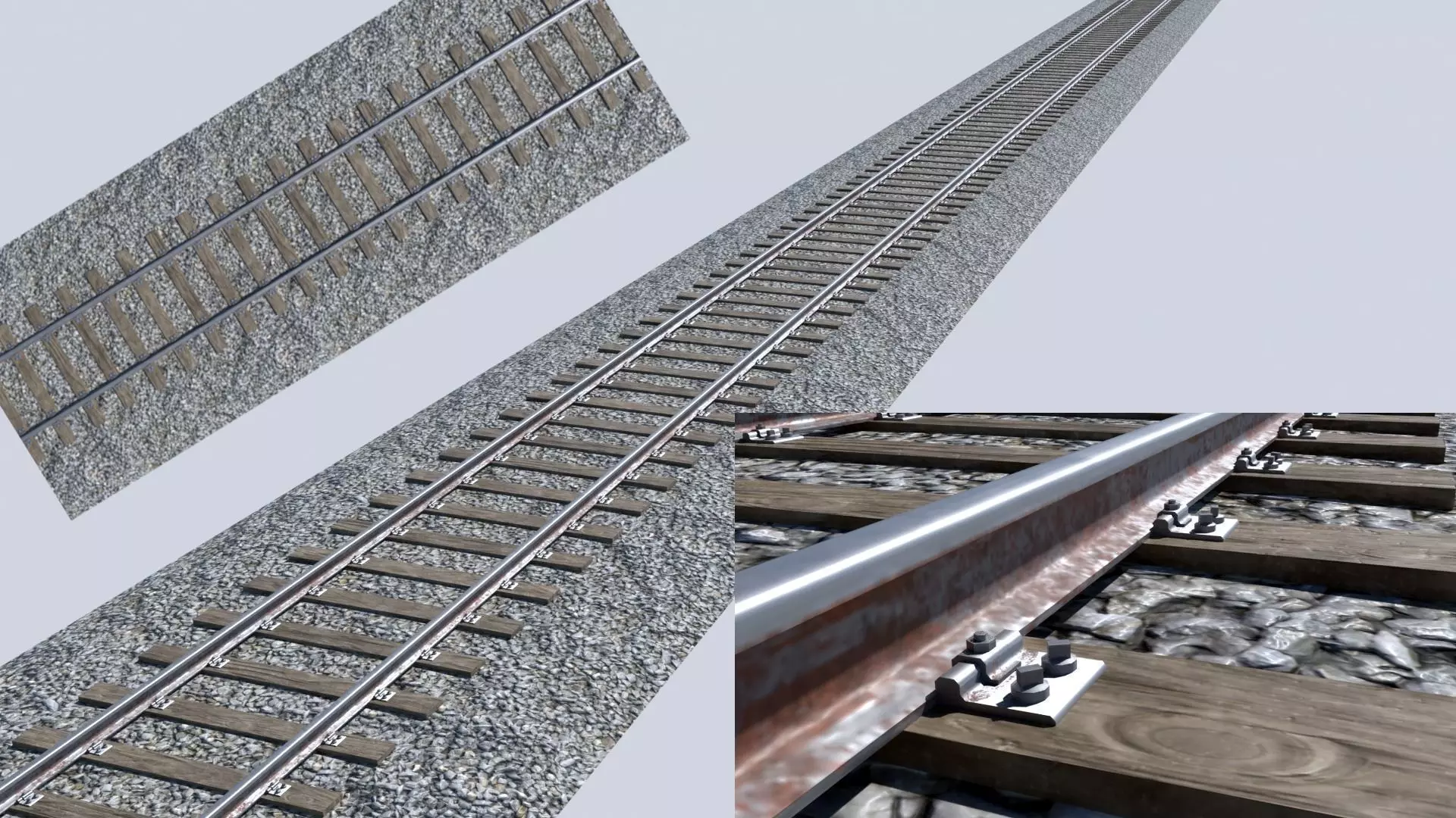 Railroad Tracks Low-poly 3D model_0
