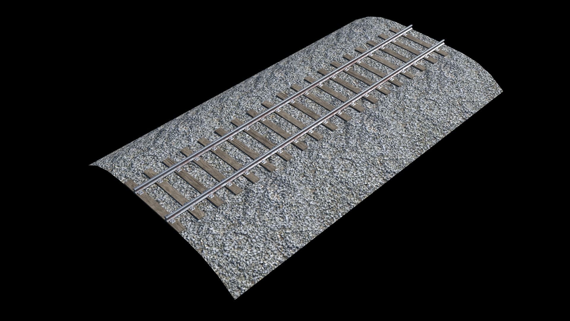 Railroad Tracks Low-poly 3D model_3