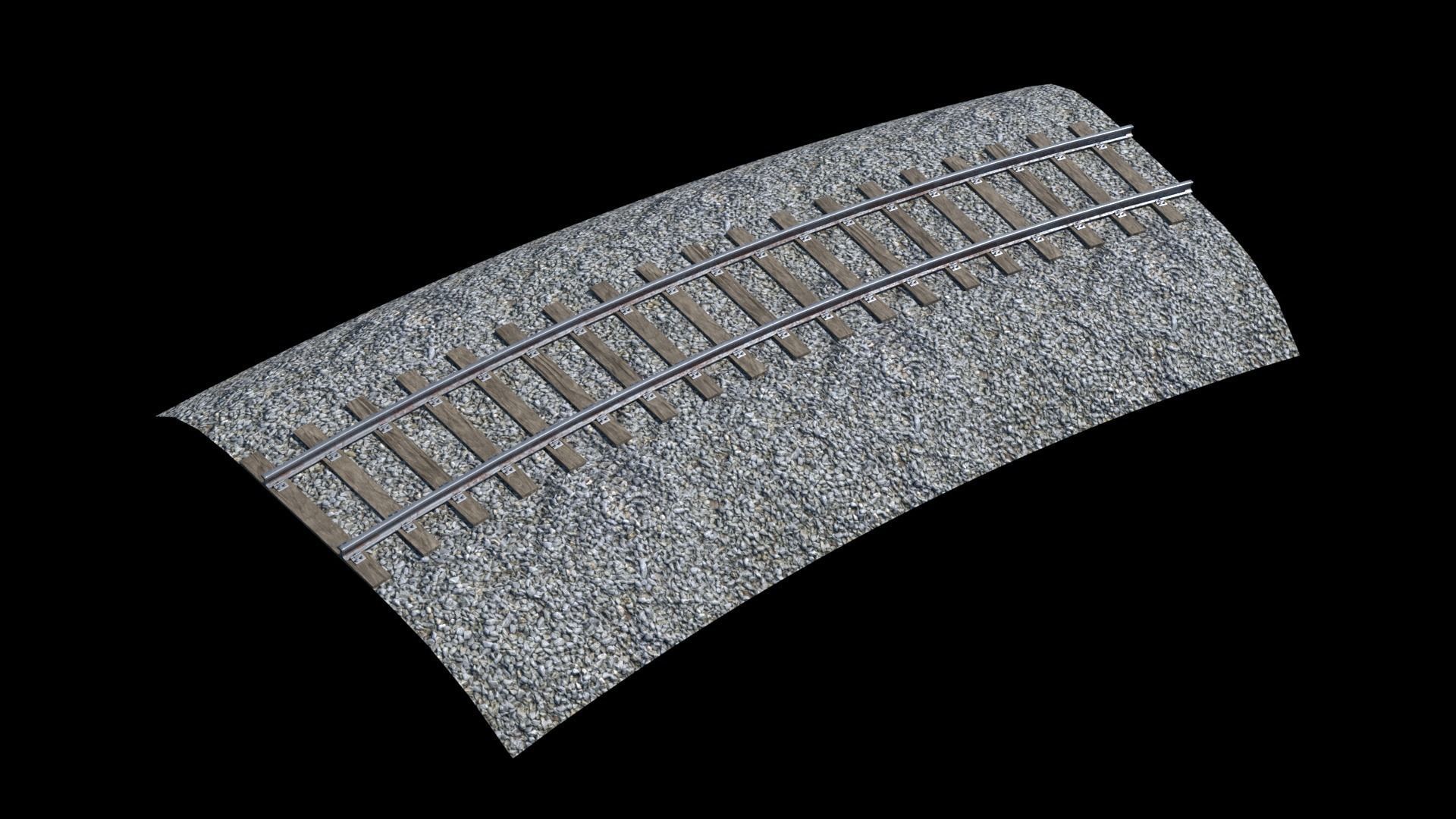 Railroad Tracks Low-poly 3D model_4
