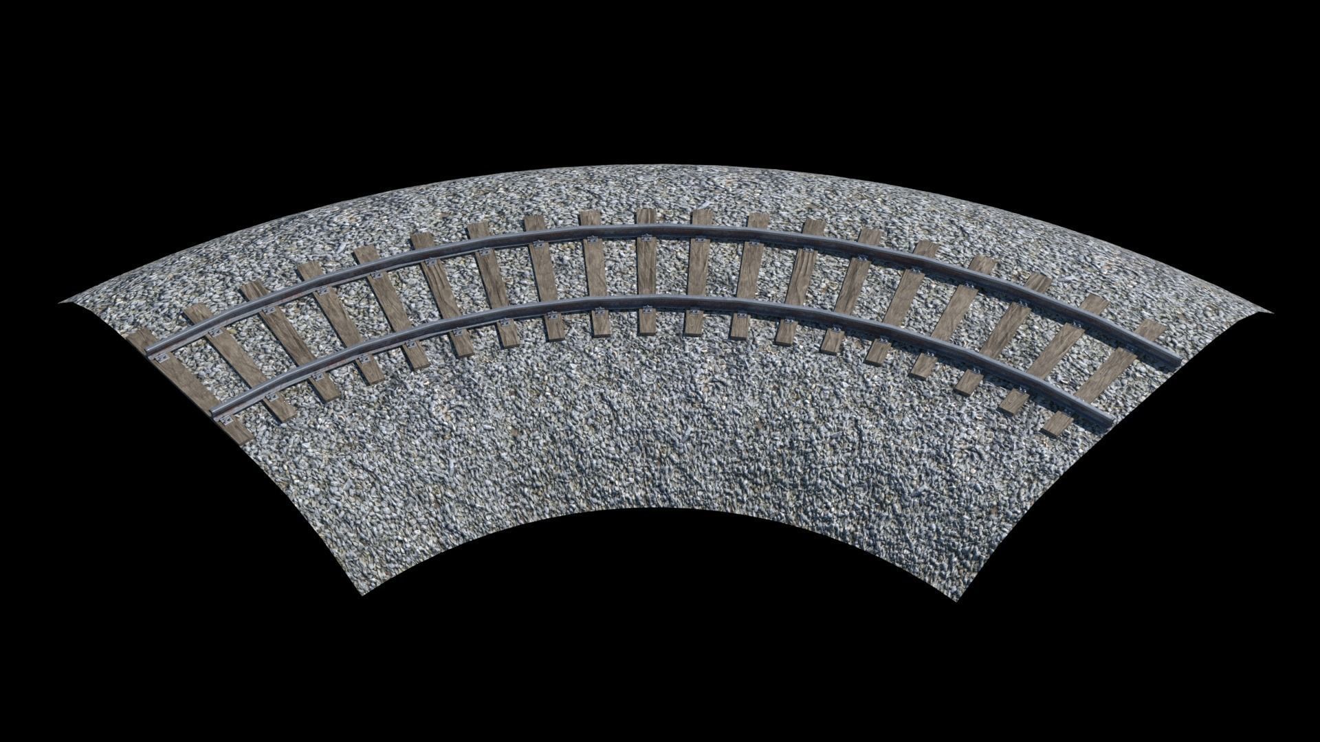 Railroad Tracks Low-poly 3D model_6