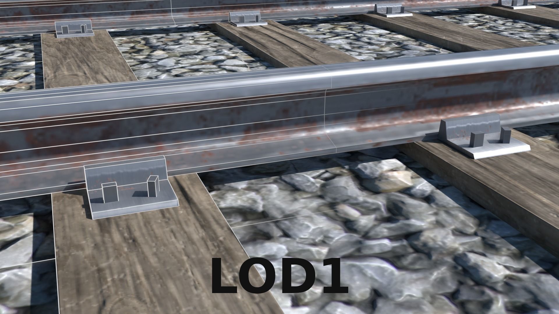 Railroad Tracks Low-poly 3D model_2