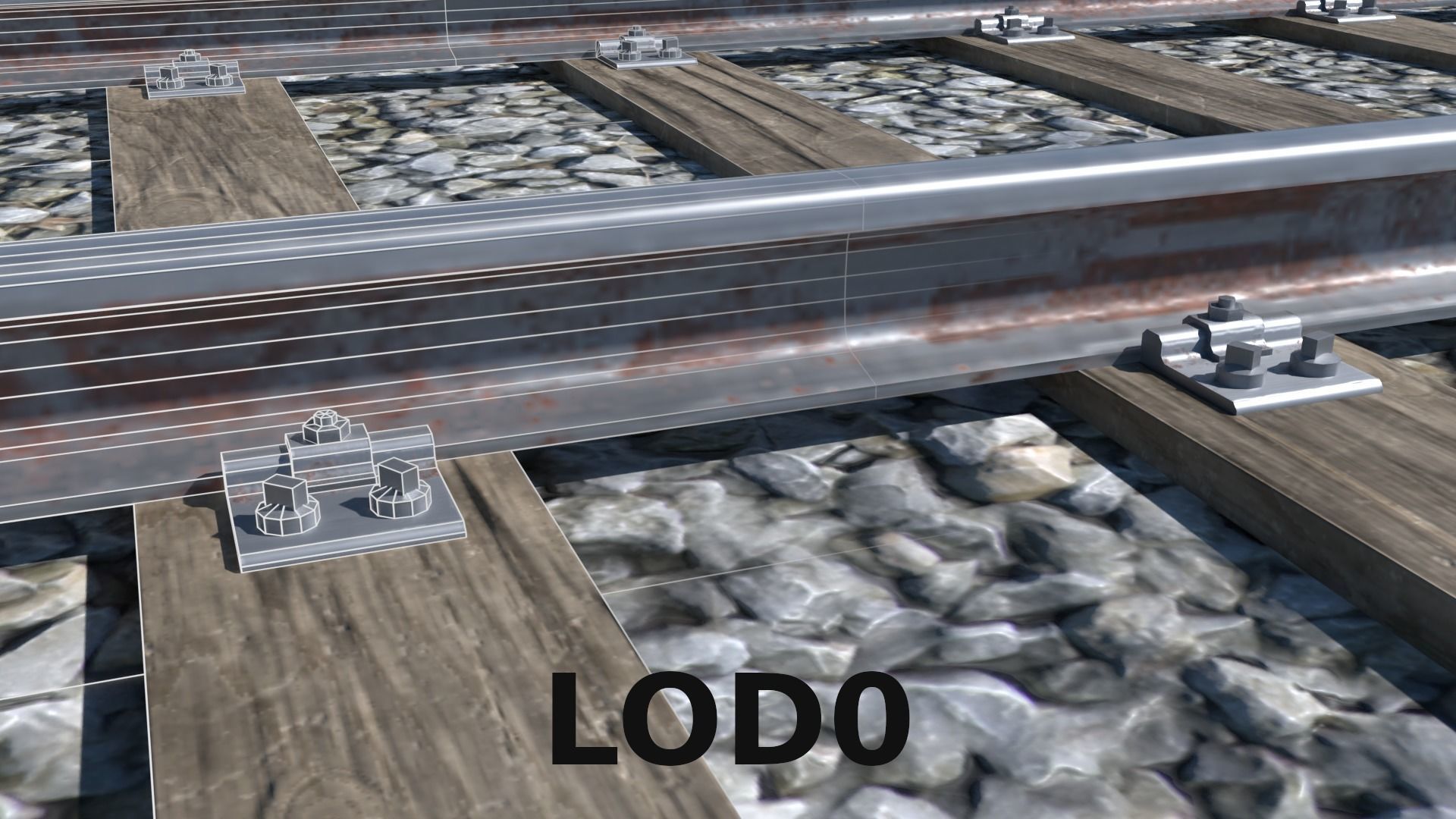 Railroad Tracks Low-poly 3D model_1