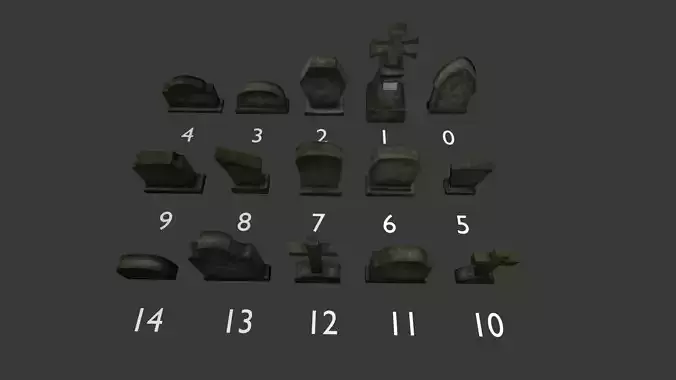 Tomb stone graveyard low poly model pack 1 Low-poly 3D model