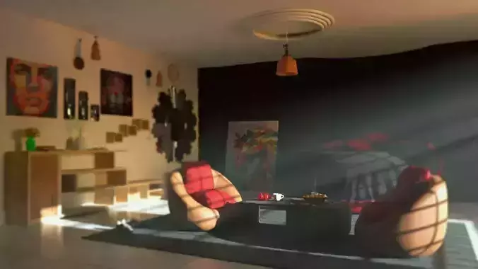 Fully Furnished Luxury Room Interior Low-poly 3D model