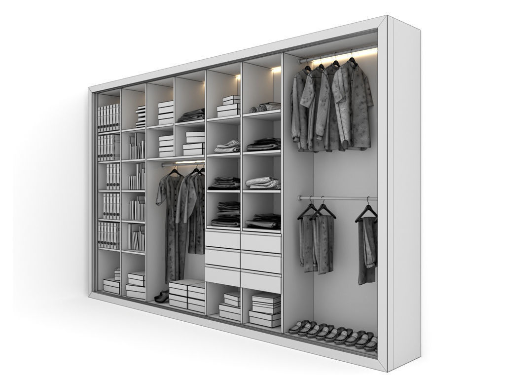 Wardrobe with wooden shutters 3D model_6