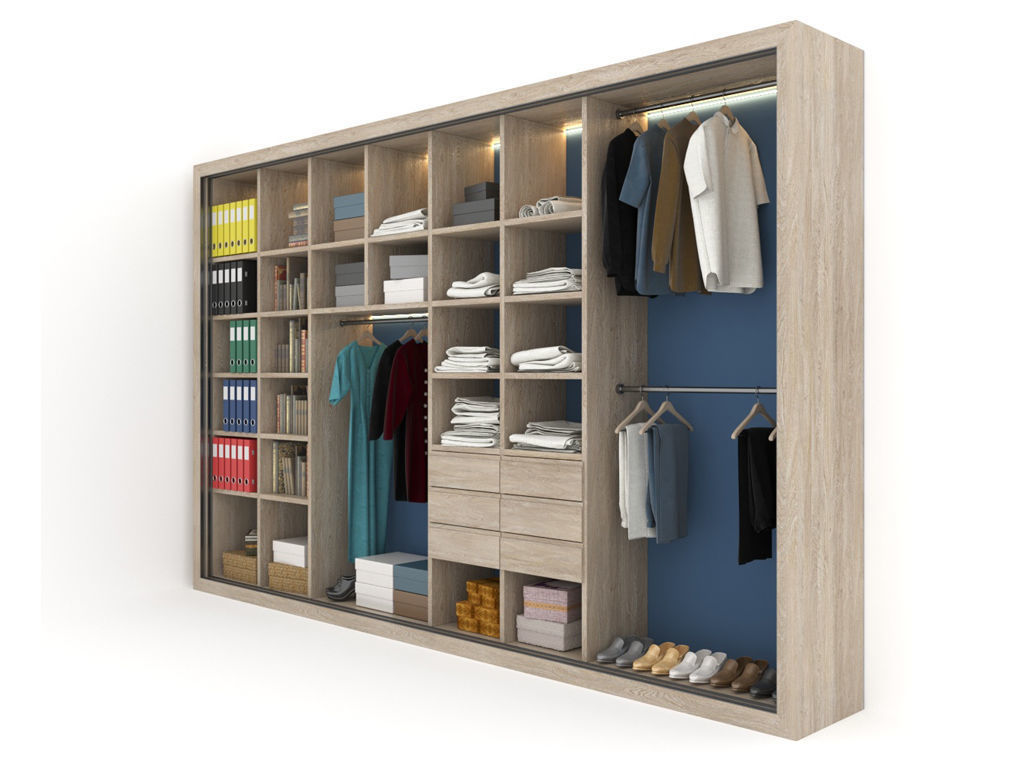 Wardrobe with wooden shutters 3D model_3