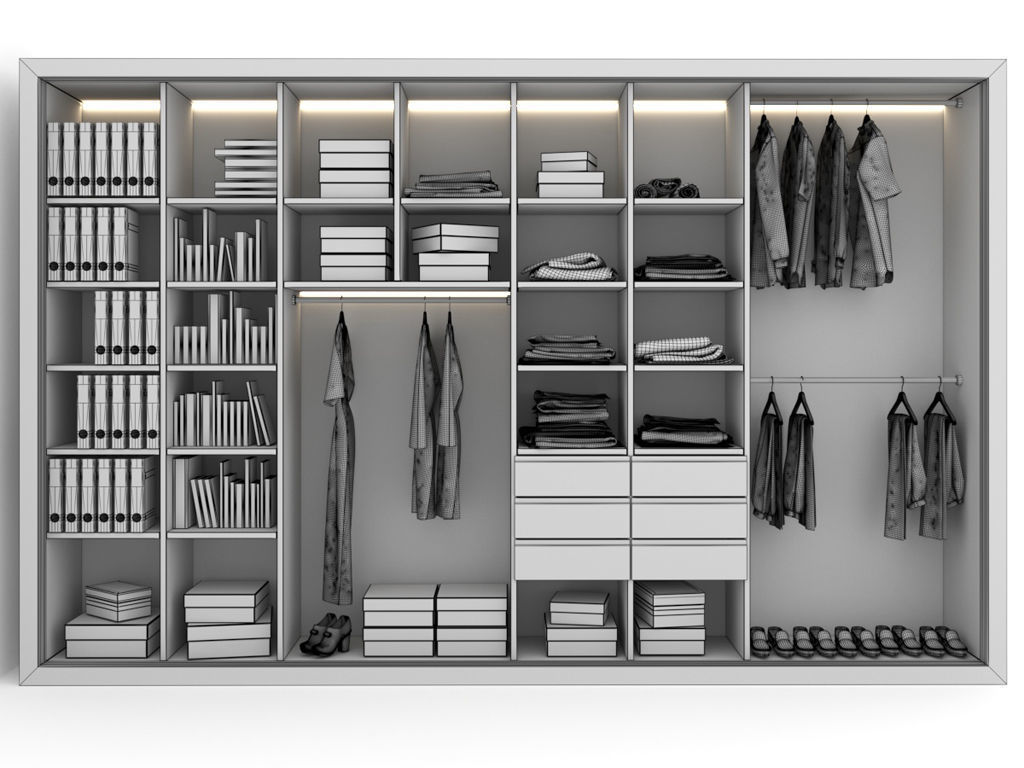 Wardrobe with wooden shutters 3D model_7