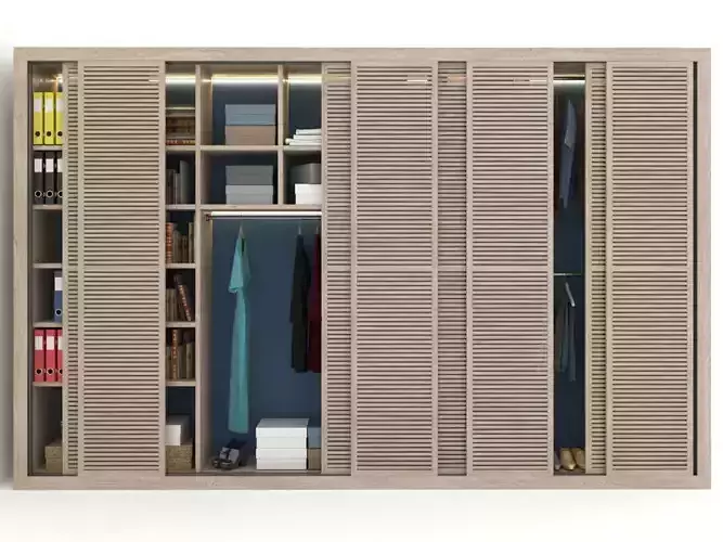 Wardrobe with wooden shutters