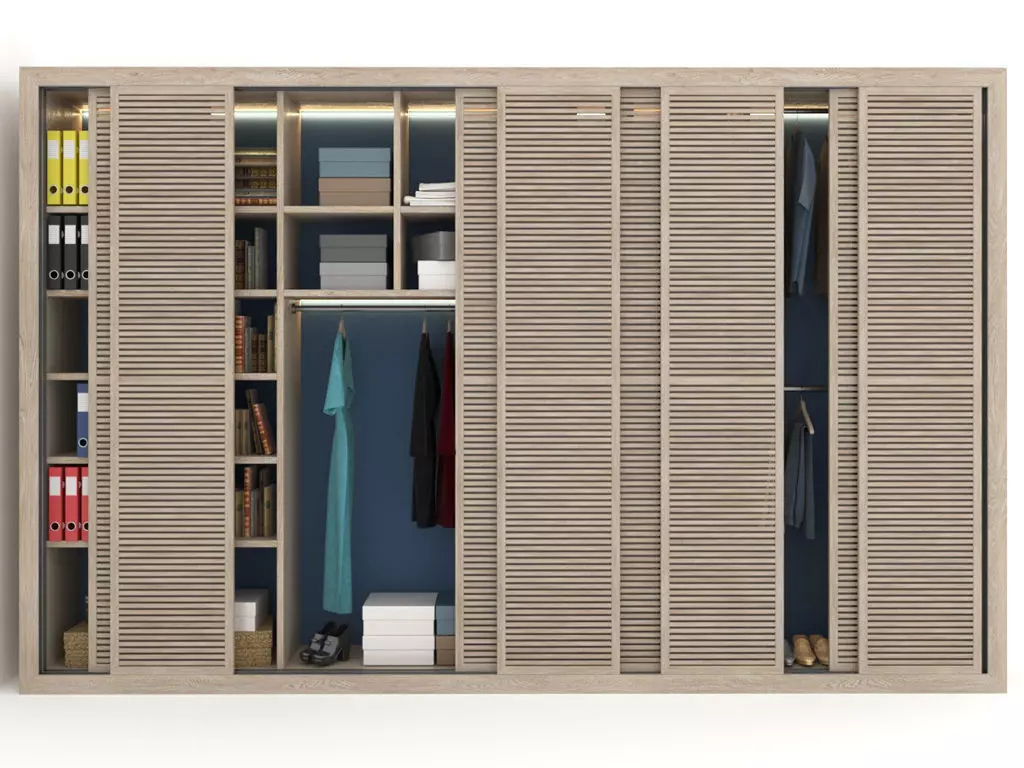 Wardrobe with wooden shutters 3D model_0