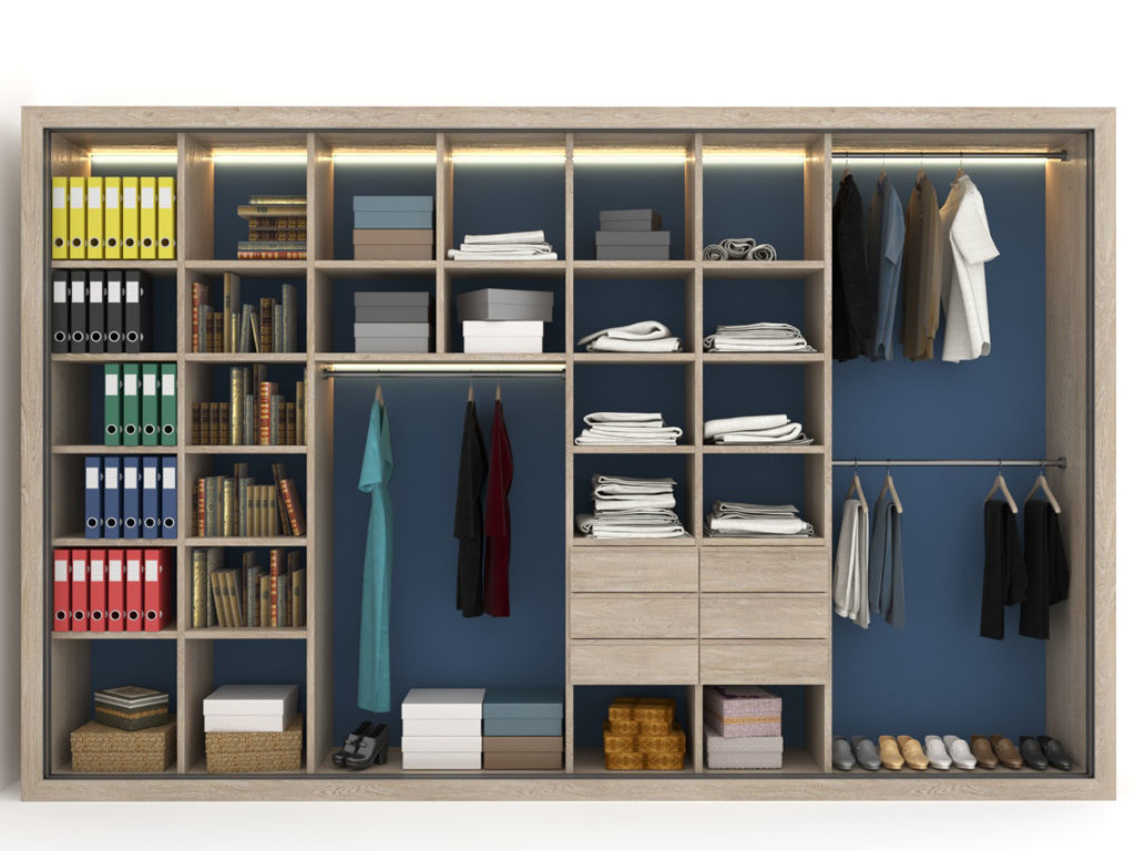 Wardrobe with wooden shutters 3D model_2
