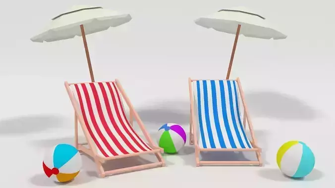 beach assets Low-poly 3D model