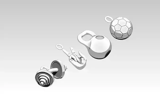 Pendant jewel Sport set Barbell Weight Victory sing Soccer ball
