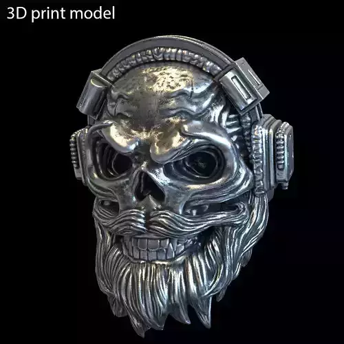 Skull ring with headphone vol1 jewelry 3D print model