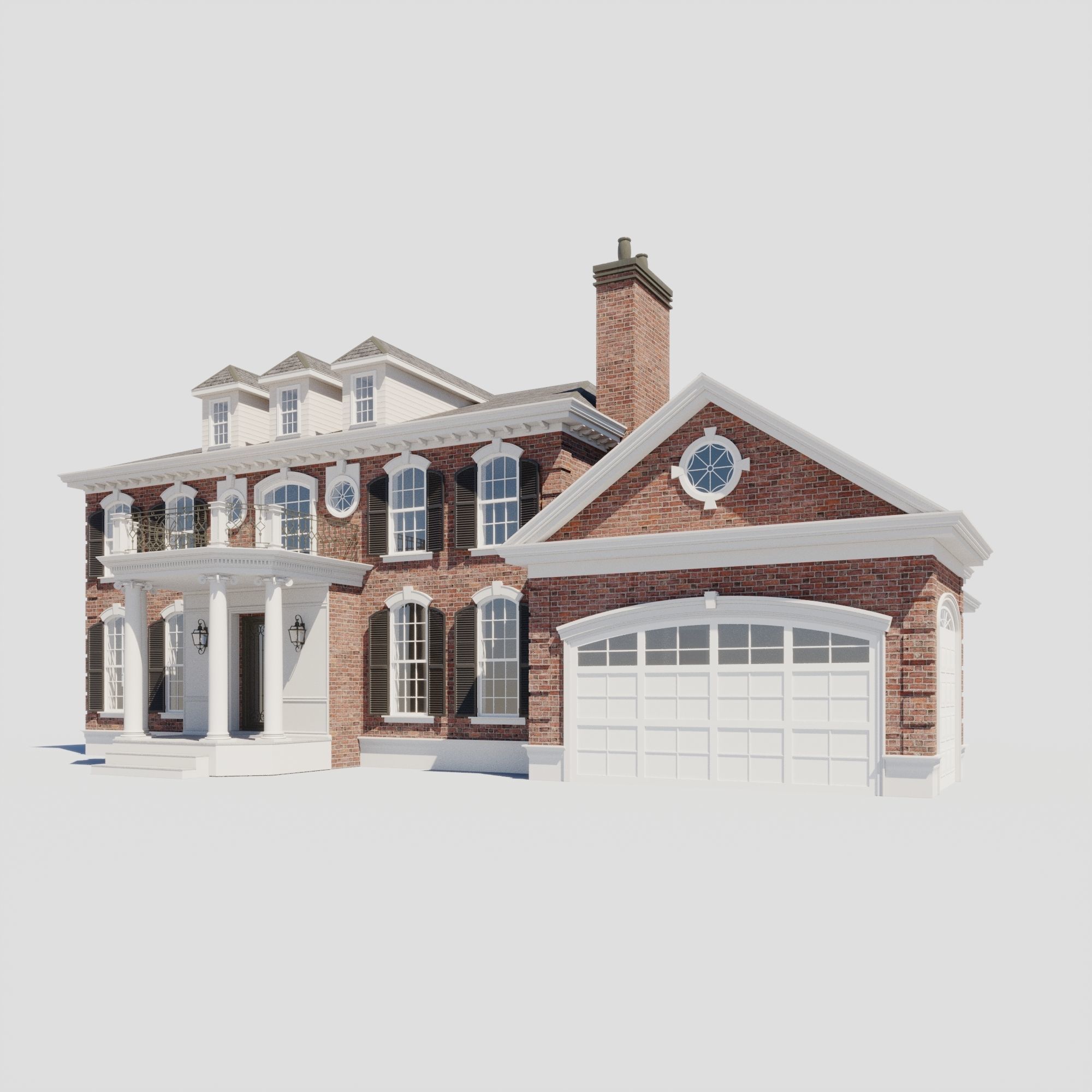 Build005 brick house 3D model_1