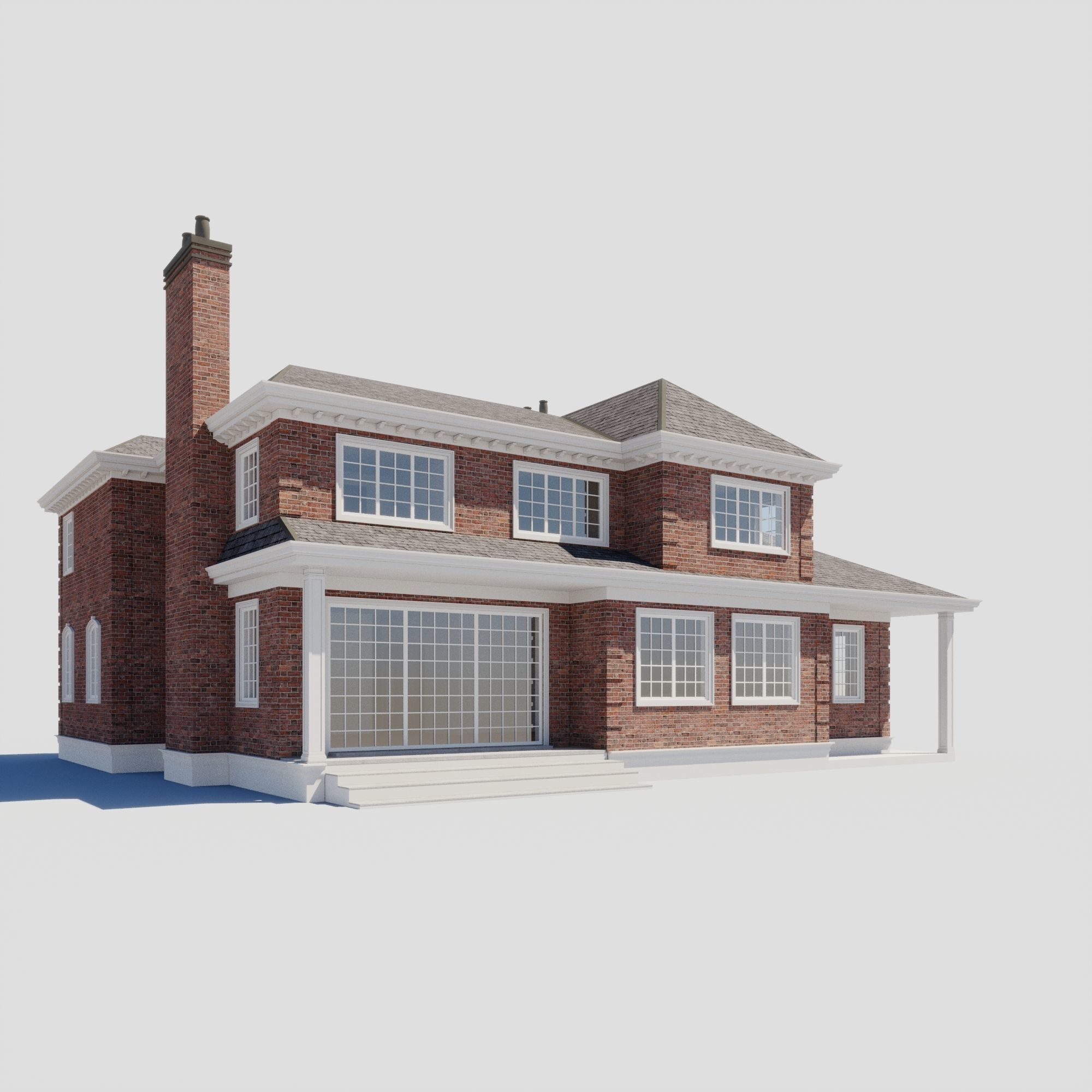 Build005 brick house 3D model_2