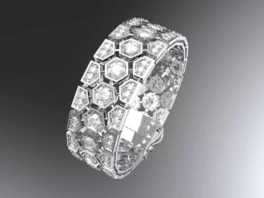 Hex bracelet 3D print model_0