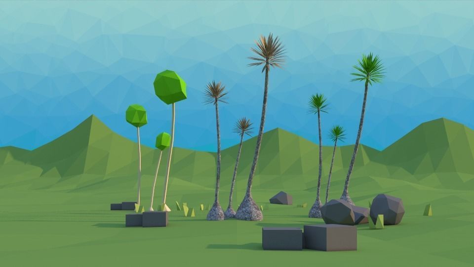 tree Yucca Low Poly Scene Low-poly 3D model_2