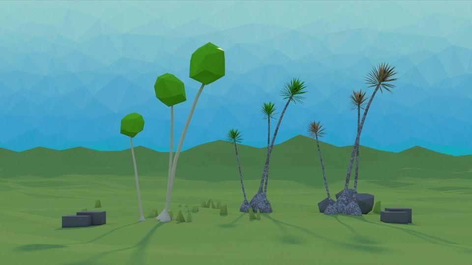 tree Yucca Low Poly Scene Low-poly 3D model_1