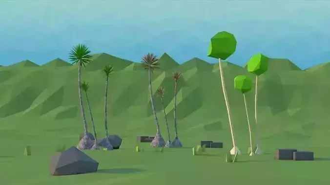 tree Yucca Low Poly Scene Low-poly 3D model