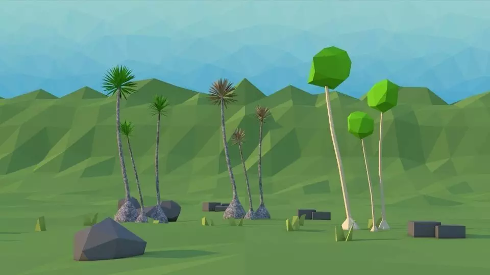 tree Yucca Low Poly Scene Low-poly 3D model_0