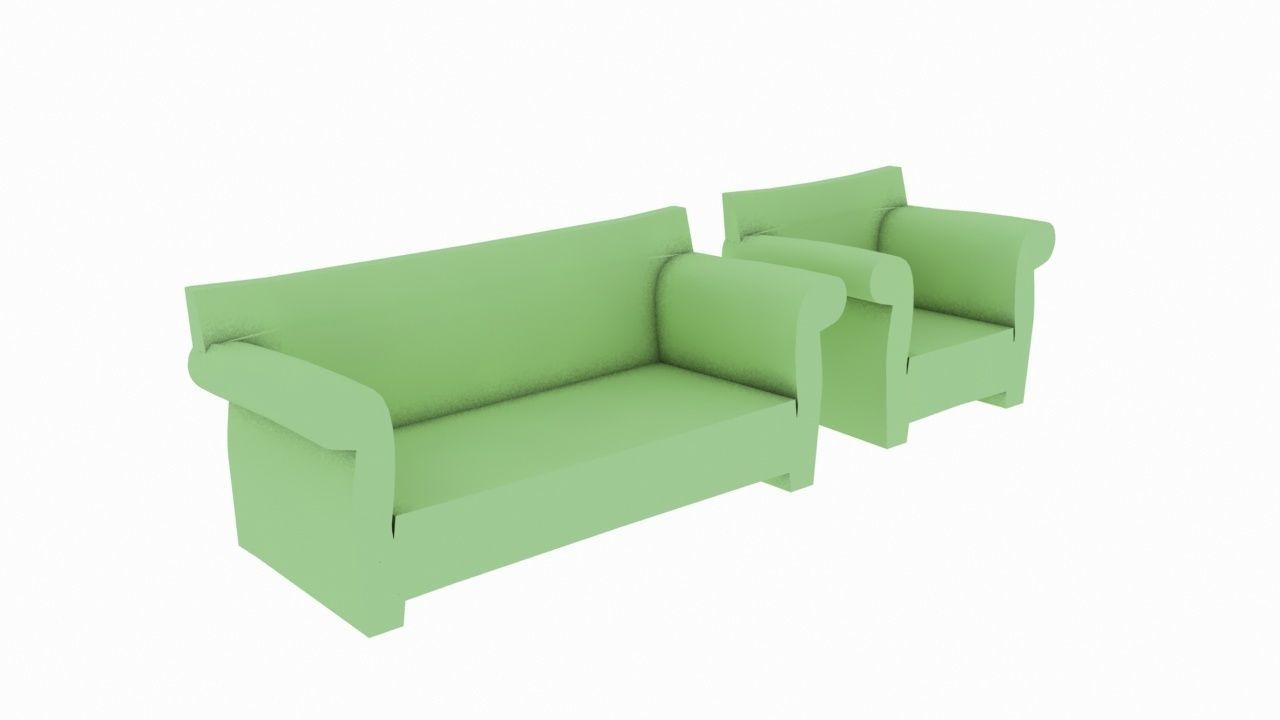 Kartell Bubble Sofa Low-poly 3D model_1