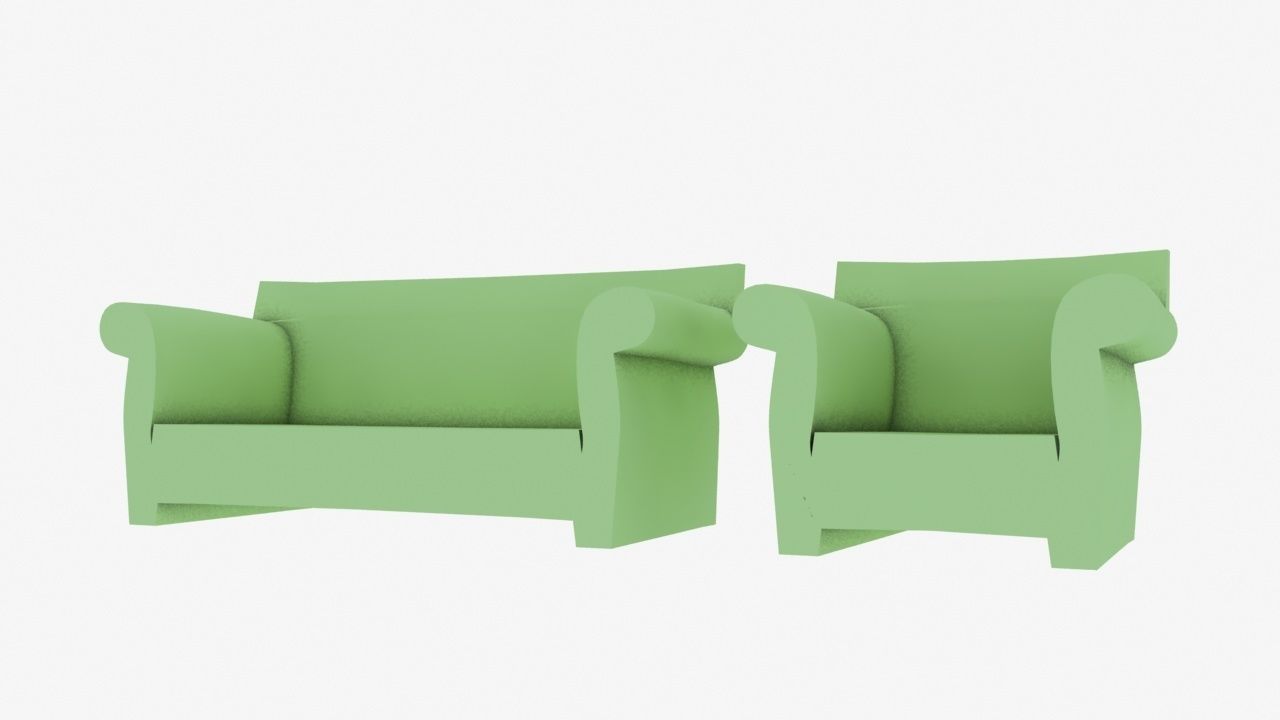 Kartell Bubble Sofa Low-poly 3D model_2