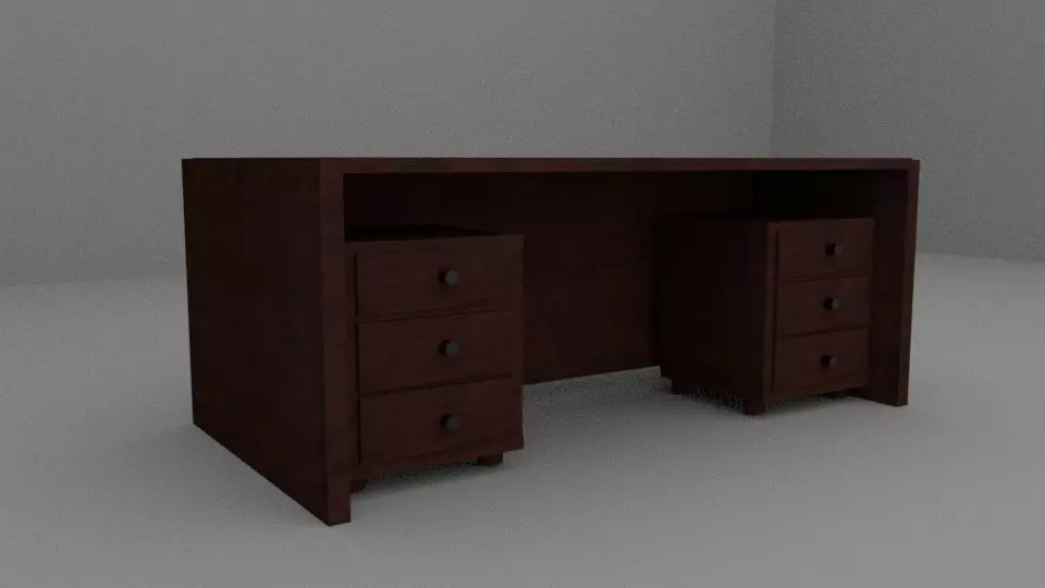 Office Table 3D Model Textured Low-poly 3D model_0