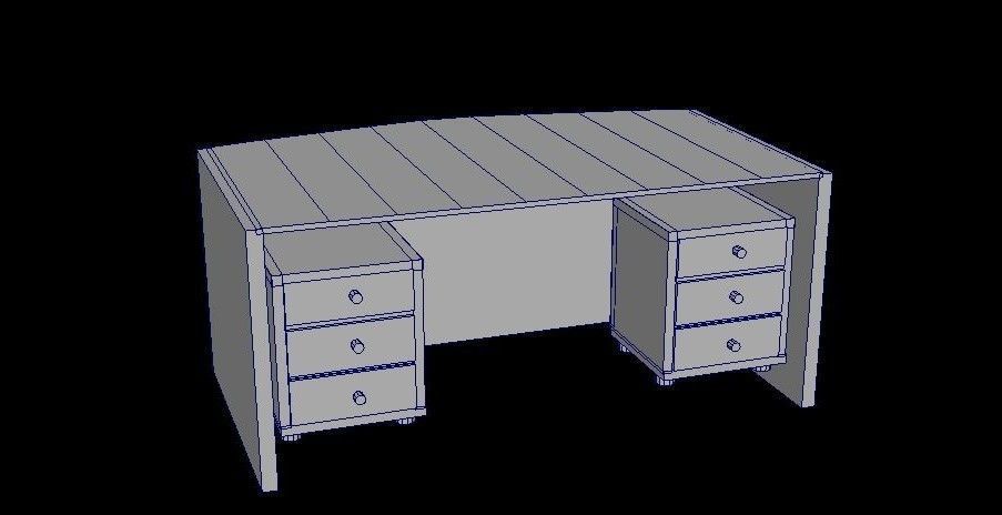 Office Table 3D Model Textured Low-poly 3D model_3