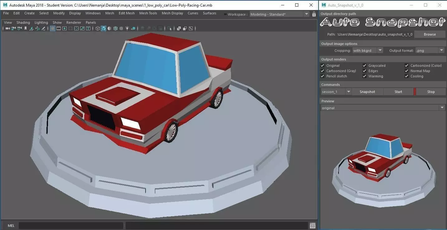 Auto Snapshot plug-in for Autodesk Maya 3D model_0