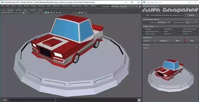Auto Snapshot plug-in for Autodesk Maya 3D model
