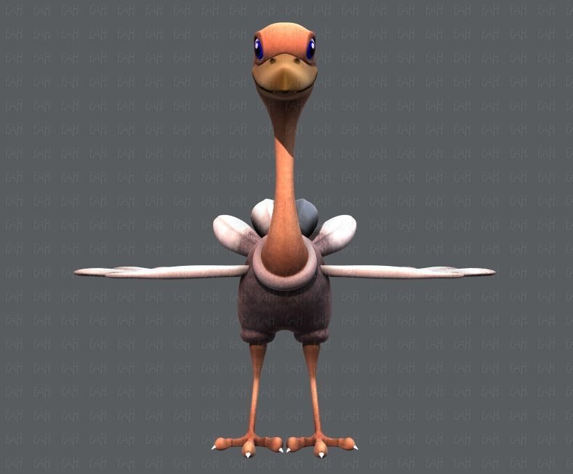 Ostrich V01 Low-poly 3D model_1