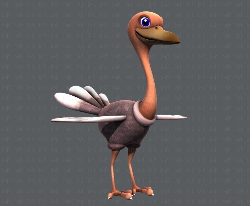 Ostrich V01 Low-poly 3D model_2