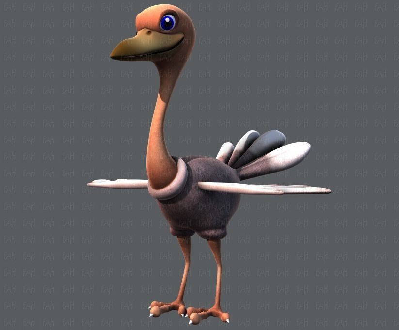 Ostrich V01 Low-poly 3D model_33