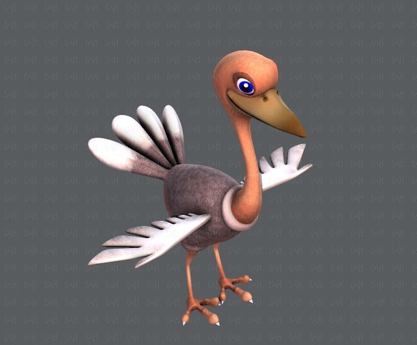 Ostrich V01 Low-poly 3D model_18