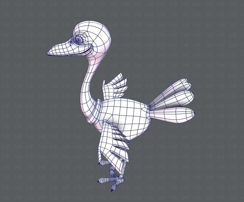 Ostrich V01 Low-poly 3D model_31