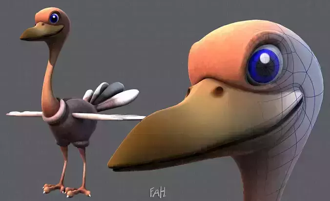 Ostrich V01 Low-poly 3D model