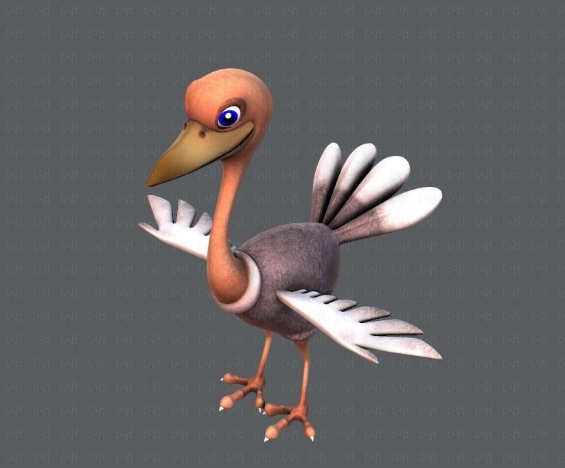 Ostrich V01 Low-poly 3D model_24
