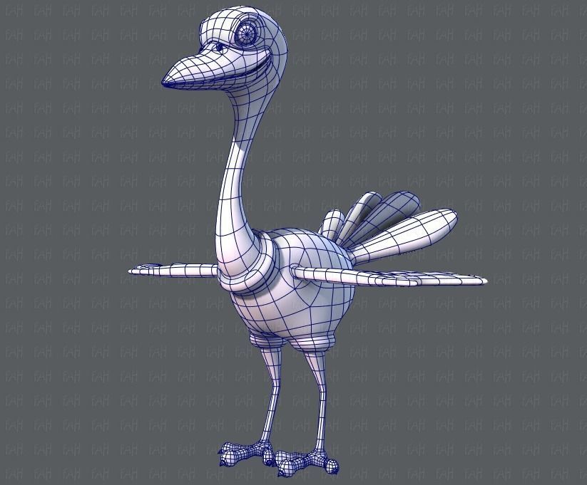Ostrich V01 Low-poly 3D model_34