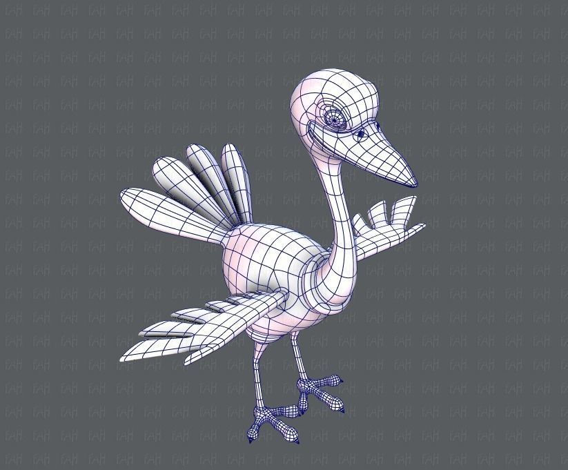Ostrich V01 Low-poly 3D model_26